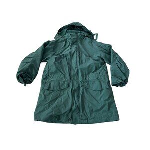Eddie‎ Bauer 1920 Long Windbreaker Jacket Mens Size Medium Green Detachable Hood